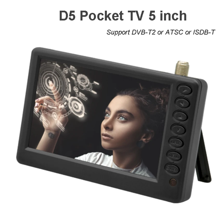 Bolso tv d5 5 Polegada DVB-T2 atsc ISDB-T digital e analógico